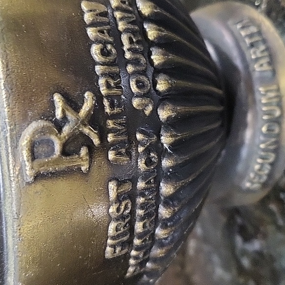 Vintage 1975 150 Anniversary American Journal Pharmacy MORTAR & PESTLE Brass - Picture 2 of 7